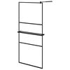 vidaXL Mampara ducha con estante vidrio ESG y aluminio negro 90x195 cm