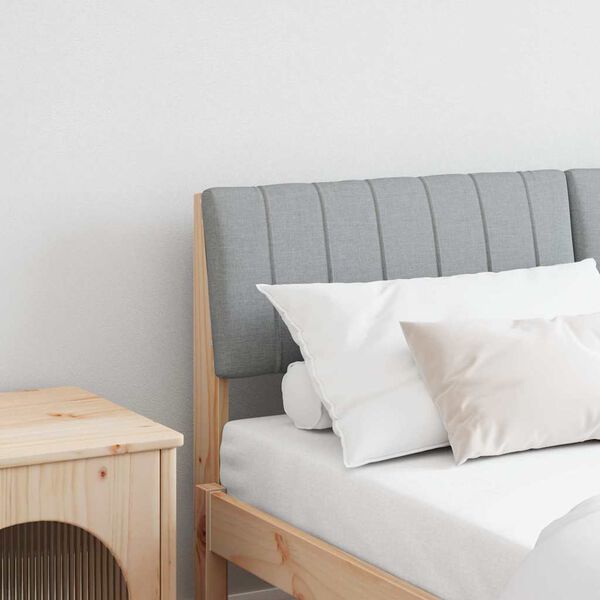 vidaXL Cabecero tapizado Gris Claro 135 cm Madera de pino macizo