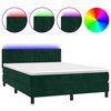 vidaXL Cama box spring colch&oacute;n y LED terciopelo verde oscuro 140x190cm