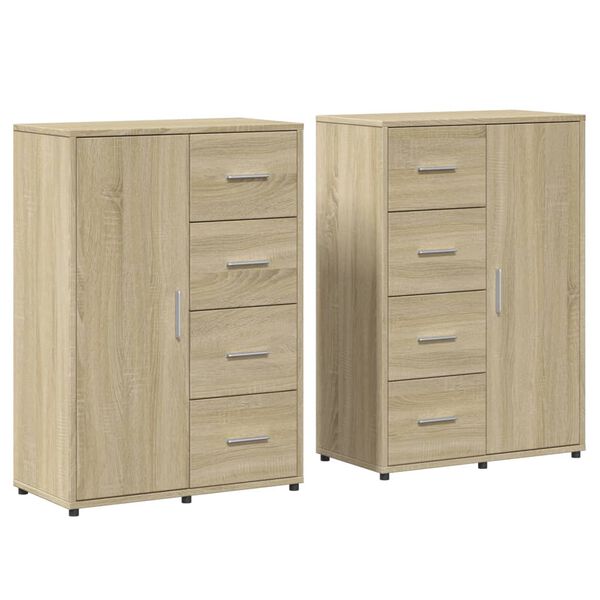 vidaXL Aparadores 2 uds madera de ingenier&iacute;a roble Sonoma 60x31x84 cm