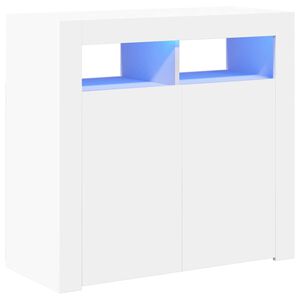 vidaXL Aparador con luces LED gris brillante 80x35x75 cm