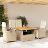 vidaXL Set comedor de jard&iacute;n 5 pzas con cojines rat&aacute;n sint&eacute;tico beige
