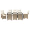 vidaXL Conjunto de Comedor de Jard&iacute;n 9 pcs Beige rat&aacute;n sint&eacute;tico