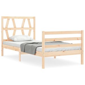 vidaXL Estructura de cama con cabecero madera maciza 100x200 cm