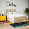 vidaXL Cama box spring con colch&oacute;n tela color crema 140x190 cm