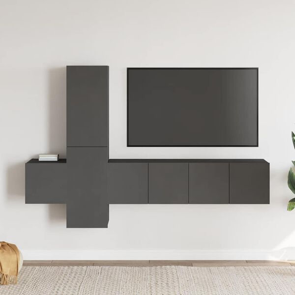 vidaXL Set de muebles de sal&oacute;n 5 piezas madera ingenier&iacute;a gris