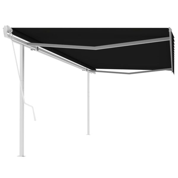 vidaXL Toldo retr&aacute;ctil autom&aacute;tico con postes gris antracita 5x3,5 m