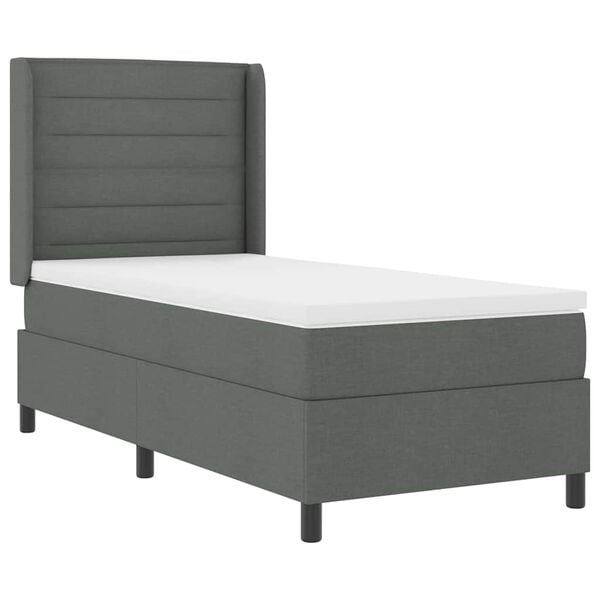 vidaXL Cama tipo Box Spring con colch&oacute;n Gris oscuro 80 x 200 cm tela