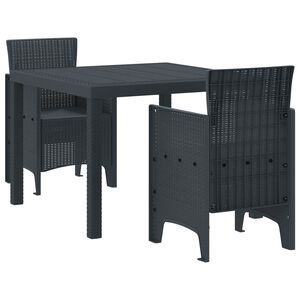vidaXL Conjunto de Comedor de Jard&iacute;n 3 pcs Antracita Polipropileno