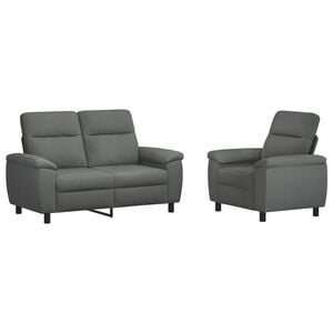 vidaXL Juego de Sof&aacute; 2 pcs Gris oscuro Tela