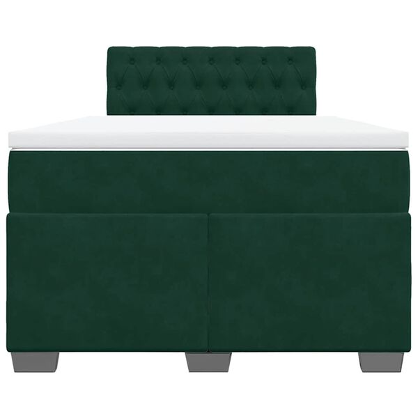 vidaXL Cama box spring con colch&oacute;n terciopelo verde oscuro 120x190 cm