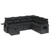 vidaXL Set de comedor de jard&iacute;n 7 pzas y cojines rat&aacute;n sint&eacute;tico negro