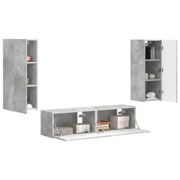 vidaXL Conjunto de mueble de TV 2 pcs Gris Concreto