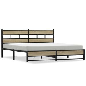 vidaXL Estructura de cama sin colch&oacute;n metal roble Sonoma 180x200 cm
