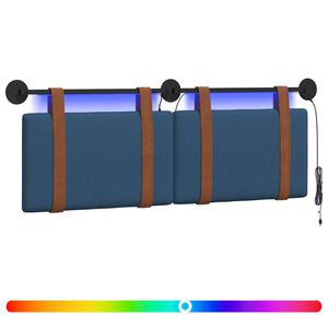 vidaXL Cabecero colgante Con luz LED Azul PU antiguo