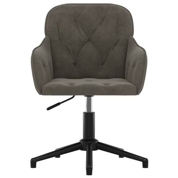 vidaXL Silla de oficina giratoria de terciopelo gris oscuro