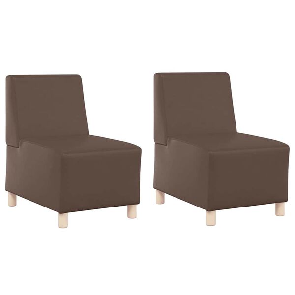 vidaXL Unidad de Sof&aacute; Modular sin Brazos 2 pcs Marr&oacute;n 55 x 74 x 82 cm