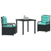 vidaXL Conjunto de Comedor de Jardín 3 pcs Negro ratán sintético