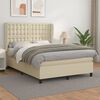 vidaXL Cama box spring con colch&oacute;n cuero sint&eacute;tico crema 140x190 cm