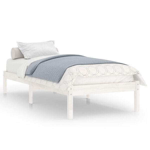vidaXL Estructura de cama sin colch&oacute;n madera maciza blanco 100x200 cm