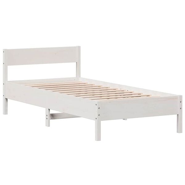 vidaXL Estructura de cama sin colch&oacute;n madera maciza blanca 90x190 cm
