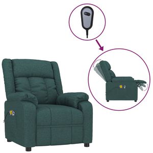 vidaXL Sill&oacute;n de masaje el&eacute;ctrico tela verde oscuro