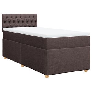 vidaXL Cama box spring con colch&oacute;n tela marr&oacute;n oscuro 80x200 cm