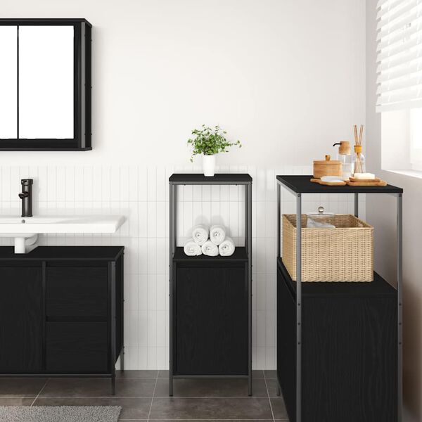 vidaXL Mueble de baño con estantes roble negro 36x35x95 cm