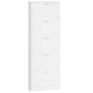 vidaXL Zapatero madera contrachapada blanco brillo 59x17x169 cm