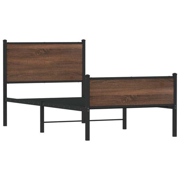 vidaXL Estructura de cama sin colchón metal marrón roble 90x190 cm