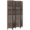 vidaXL Biombo separador de 4 paneles madera paulownia marr&oacute;n oscuro