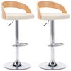 vidaXL Taburetes de cocina 2 uds cuero sint&eacute;tico madera curvada crema