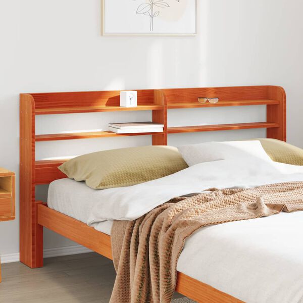 vidaXL Cabecero de cama con estantes madera maciza pino marrón 160 cm