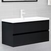 vidaXL Armario para lavabo madera contrachapada negro 90x38,5x45 cm