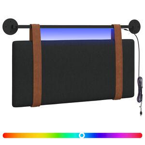 vidaXL Cabecero colgante Con luz LED Negro PU antiguo
