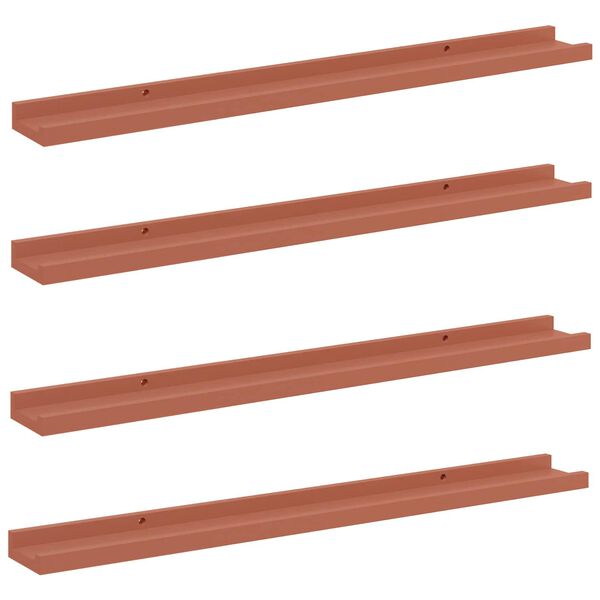 vidaXL Estante de pared 4 pcs Rojo 80 x 9 x 3 cm Madera de ingenier&iacute;a