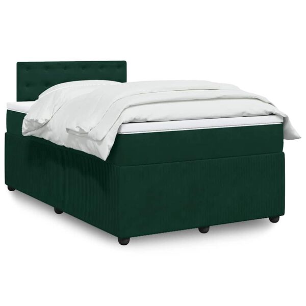 vidaXL Cama box spring con colch&oacute;n terciopelo verde oscuro 120x200 cm