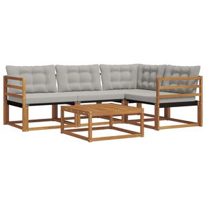 vidaXL Conjunto de sof&aacute;s de exterior 5 pcs Gris Natural y Claro