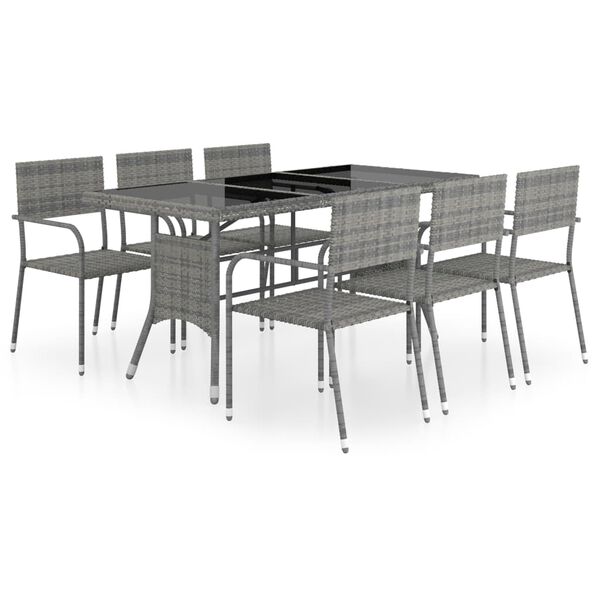 vidaXL Set comedor jard&iacute;n 7 pzas rat&aacute;n sint&eacute;tico gris antracita y gris
