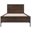 vidaXL Estructura cama madera ingenier&iacute;a metal roble marr&oacute;n 75x190 cm