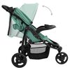 vidaXL Silla de paseo de beb&eacute; de 3 ruedas acero verde y negro