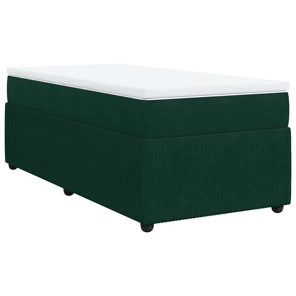 vidaXL Cama box spring con colch&oacute;n terciopelo verde oscuro 90x200 cm
