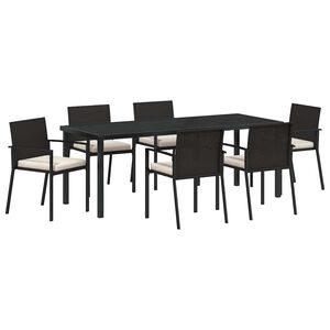 vidaXL Conjunto de Comedor de Jard&iacute;n 7 pcs Negro