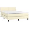 vidaXL Cama box spring colch&oacute;n y LED cuero sint&eacute;tico crema 140x190 cm