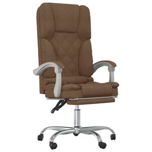 vidaXL Silla de oficina reclinable con masaje de tela marr&oacute;n