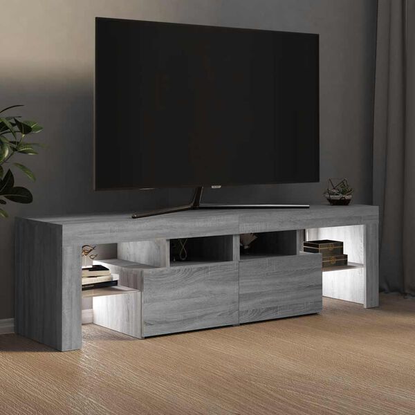 vidaXL Mueble de TV con luces LED gris Sonoma 140x36,5x40 cm