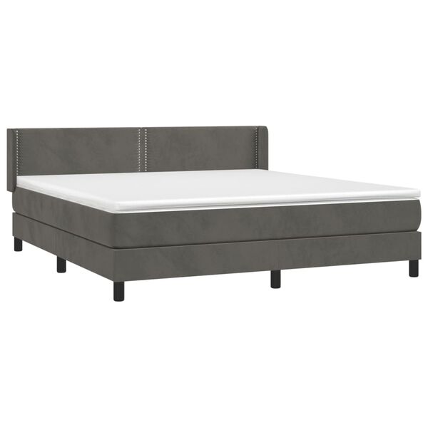 vidaXL Cama box spring con colch&oacute;n terciopelo gris oscuro 160x200 cm