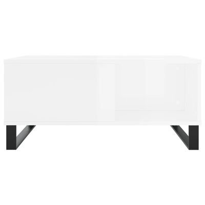 vidaXL Mesa de centro madera contrachapada blanco brillo 80x80x36,5 cm