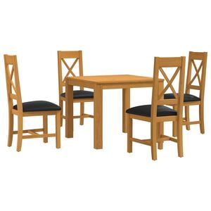 vidaXL Conjunto de comedor 5 uds. Negro Madera de Roble S&oacute;lido