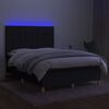 vidaXL Cama box spring colch&oacute;n y luces LED tela negro 140x190 cm
